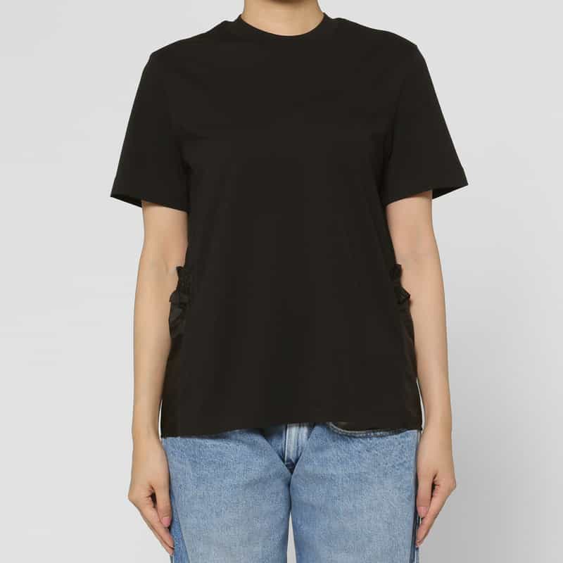 MONCLER MONCLER＜モンクレール＞ バッグラッフルデザイン 切替カットソー BLACK