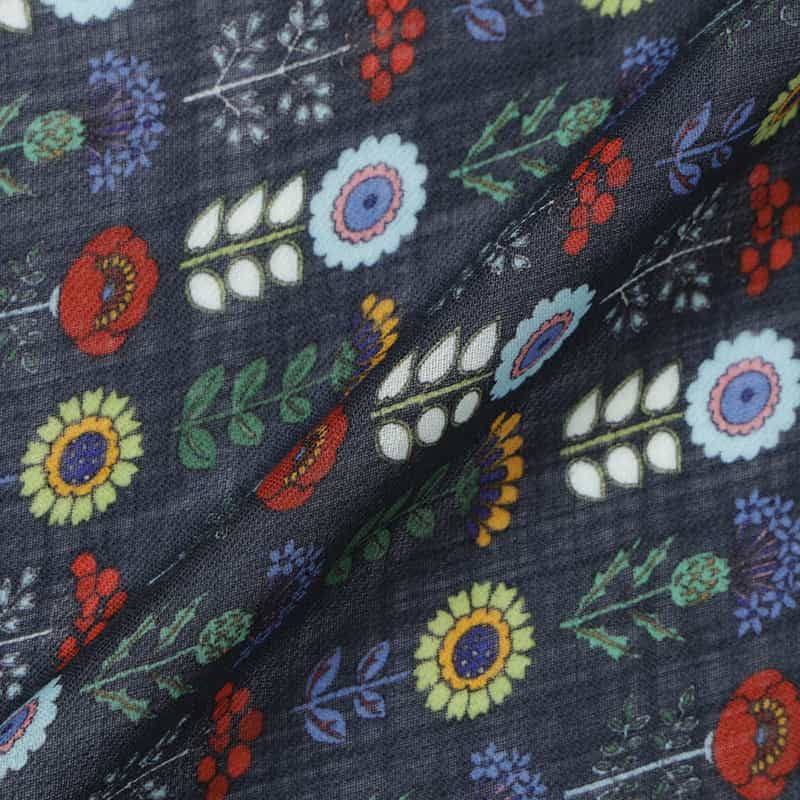 DIEFFE KINLOCH DIEFFE KINLOCH＜ディエッフェ キンロック＞ ウールスカーフ（フラワー） NAVY