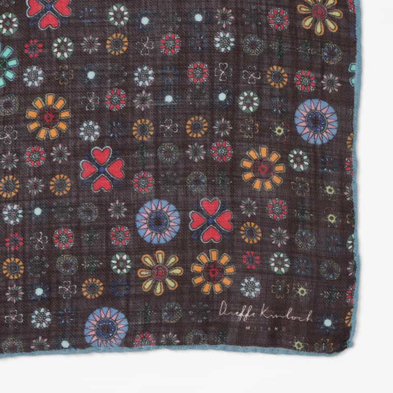 DIEFFE KINLOCH DIEFFE KINLOCH＜ディエッフェ キンロック＞ ウールスカーフ（フラワー） BROWN