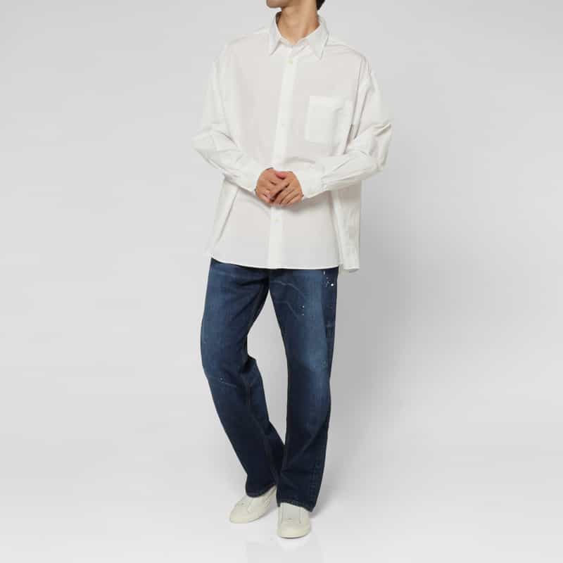 BARNEYS NEW YORK オーバーフィットカジュアルシャツ（THOMAS MASON社製コットン使用） WHITE