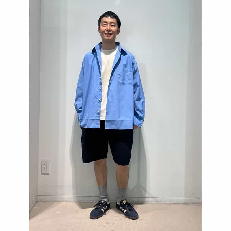 BARNEYS NEW YORK オーバーフィットカジュアルシャツ（THOMAS MASON社製コットン使用） BLUE