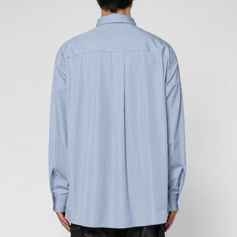 BARNEYS NEW YORK ストライプ柄オーバーフィットカジュアルシャツ（THOMAS MASON社製コットン使用） BLUE