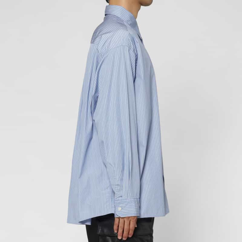 BARNEYS NEW YORK ストライプ柄オーバーフィットカジュアルシャツ（THOMAS MASON社製コットン使用） BLUE