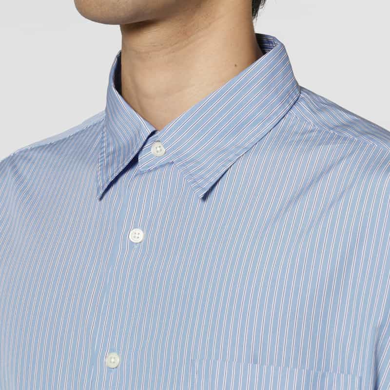 BARNEYS NEW YORK ストライプ柄オーバーフィットカジュアルシャツ（THOMAS MASON社製コットン使用） BLUE