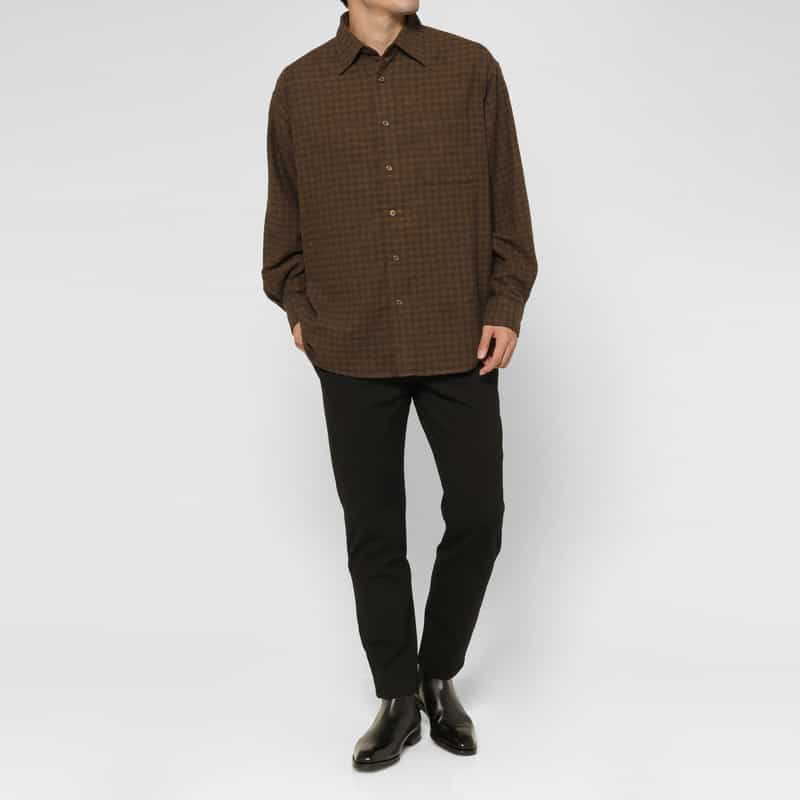 BARNEYS NEW YORK オンブレチェック柄カジュアルシャツ BROWN