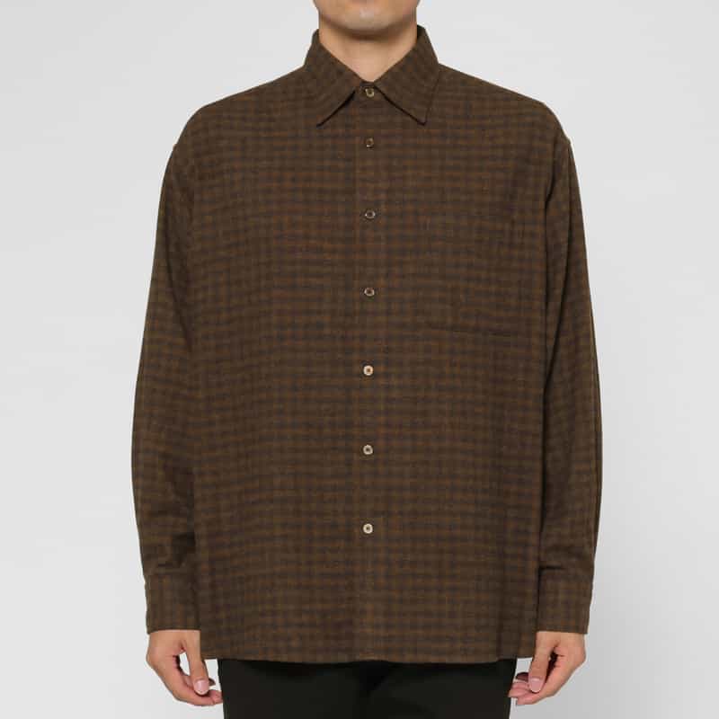 BARNEYS NEW YORK オンブレチェック柄カジュアルシャツ BROWN