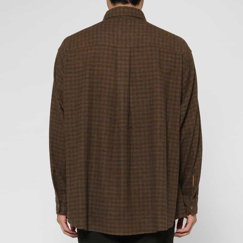 BARNEYS NEW YORK オンブレチェック柄カジュアルシャツ BROWN