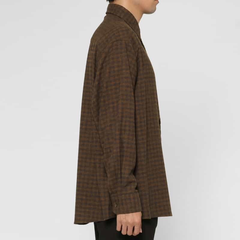 BARNEYS NEW YORK オンブレチェック柄カジュアルシャツ BROWN