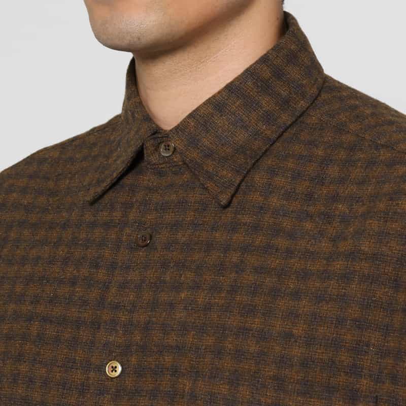 BARNEYS NEW YORK オンブレチェック柄カジュアルシャツ BROWN