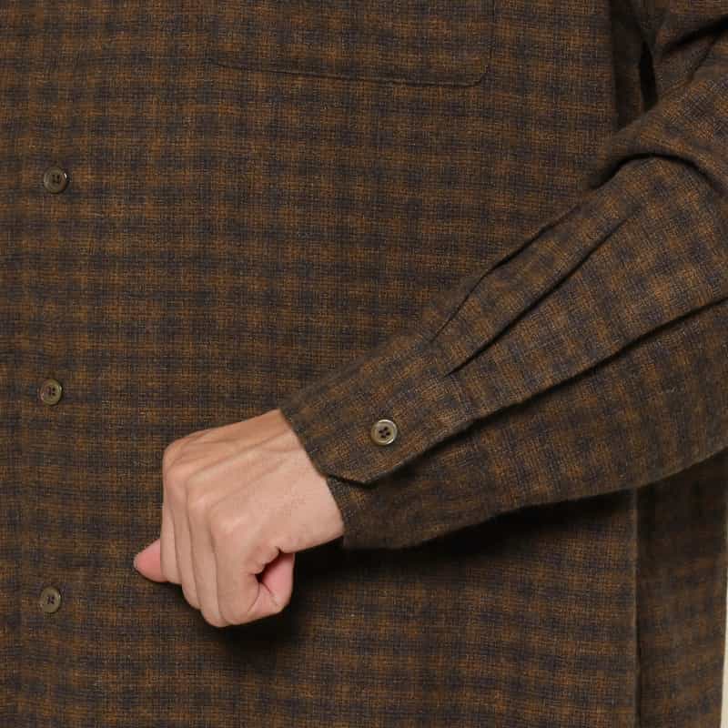 BARNEYS NEW YORK オンブレチェック柄カジュアルシャツ BROWN