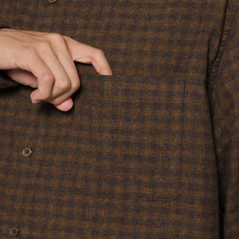 BARNEYS NEW YORK オンブレチェック柄カジュアルシャツ BROWN