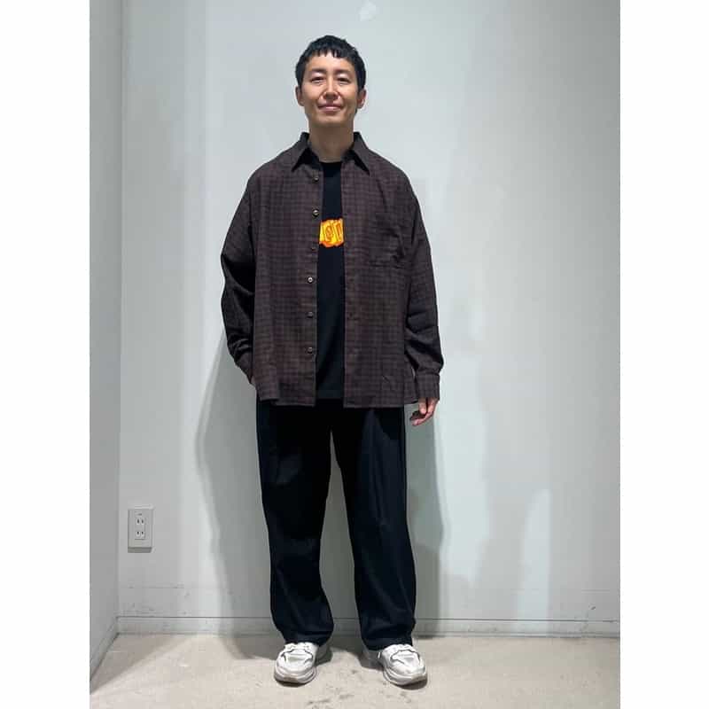 BARNEYS NEW YORK オンブレチェック柄カジュアルシャツ BROWN
