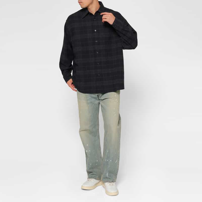 BARNEYS NEW YORK チェック柄カジュアルシャツ NAVY
