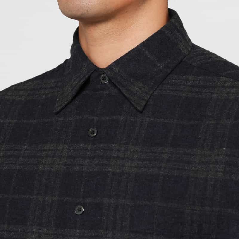 BARNEYS NEW YORK チェック柄カジュアルシャツ NAVY