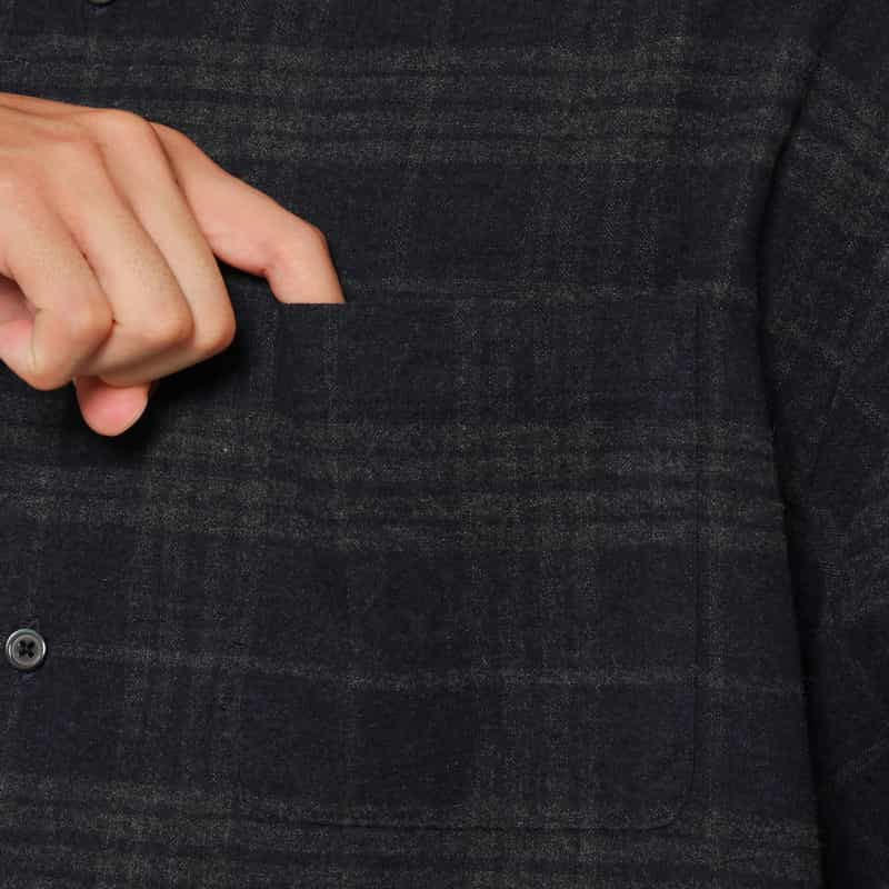 BARNEYS NEW YORK チェック柄カジュアルシャツ NAVY