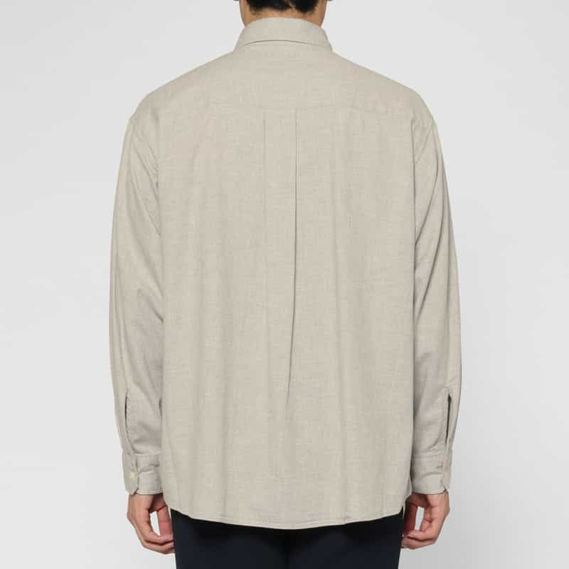 BARNEYS NEW YORK ヘリンボーン柄コットンカジュアルシャツ LIGHT GRAY
