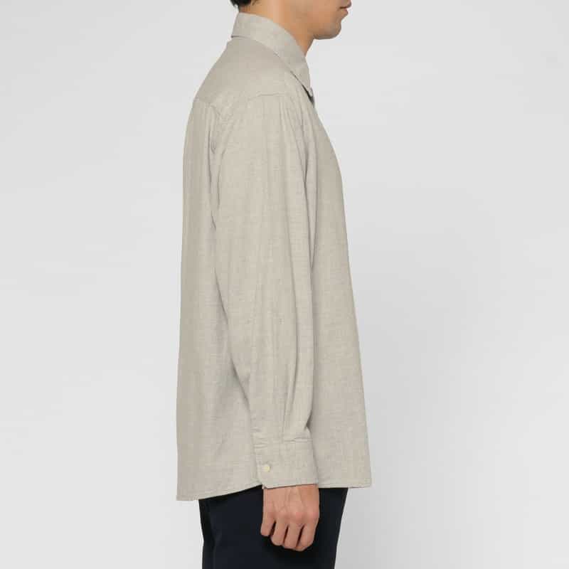 BARNEYS NEW YORK ヘリンボーン柄コットンカジュアルシャツ LIGHT GRAY