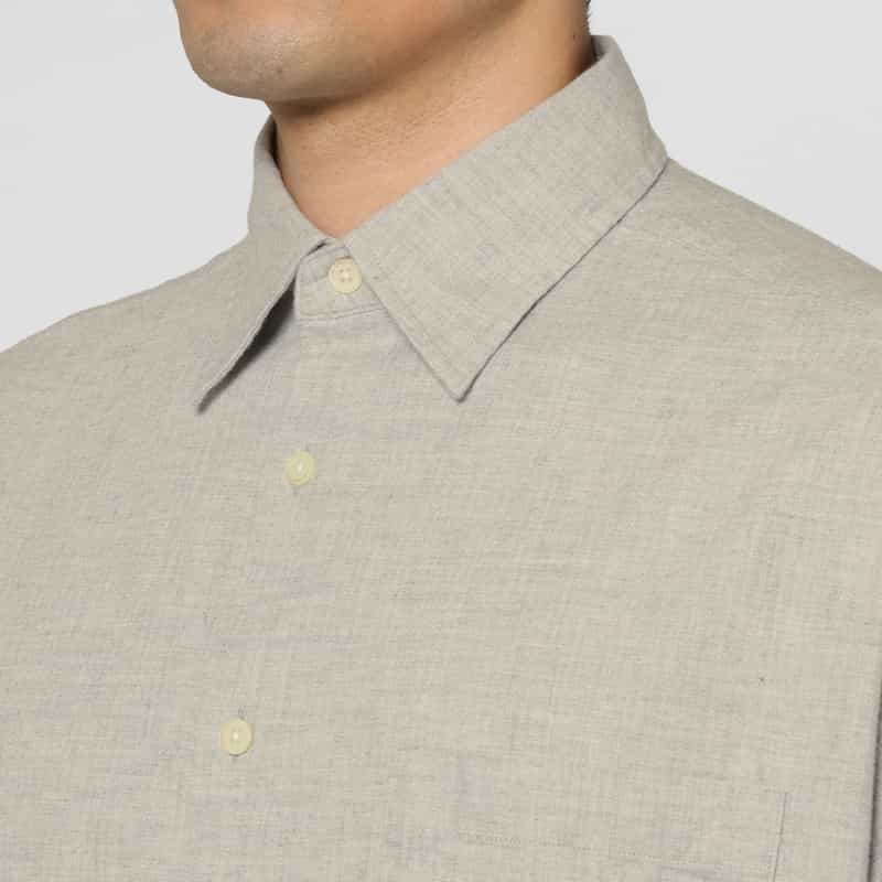 BARNEYS NEW YORK ヘリンボーン柄コットンカジュアルシャツ LIGHT GRAY