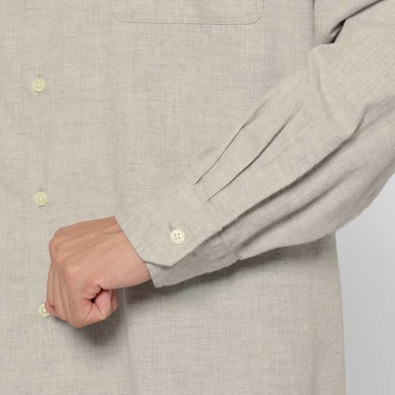 BARNEYS NEW YORK ヘリンボーン柄コットンカジュアルシャツ LIGHT GRAY