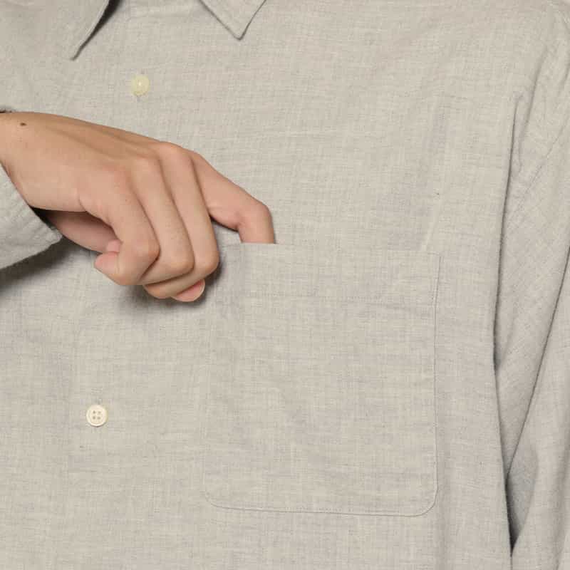 BARNEYS NEW YORK ヘリンボーン柄コットンカジュアルシャツ LIGHT GRAY