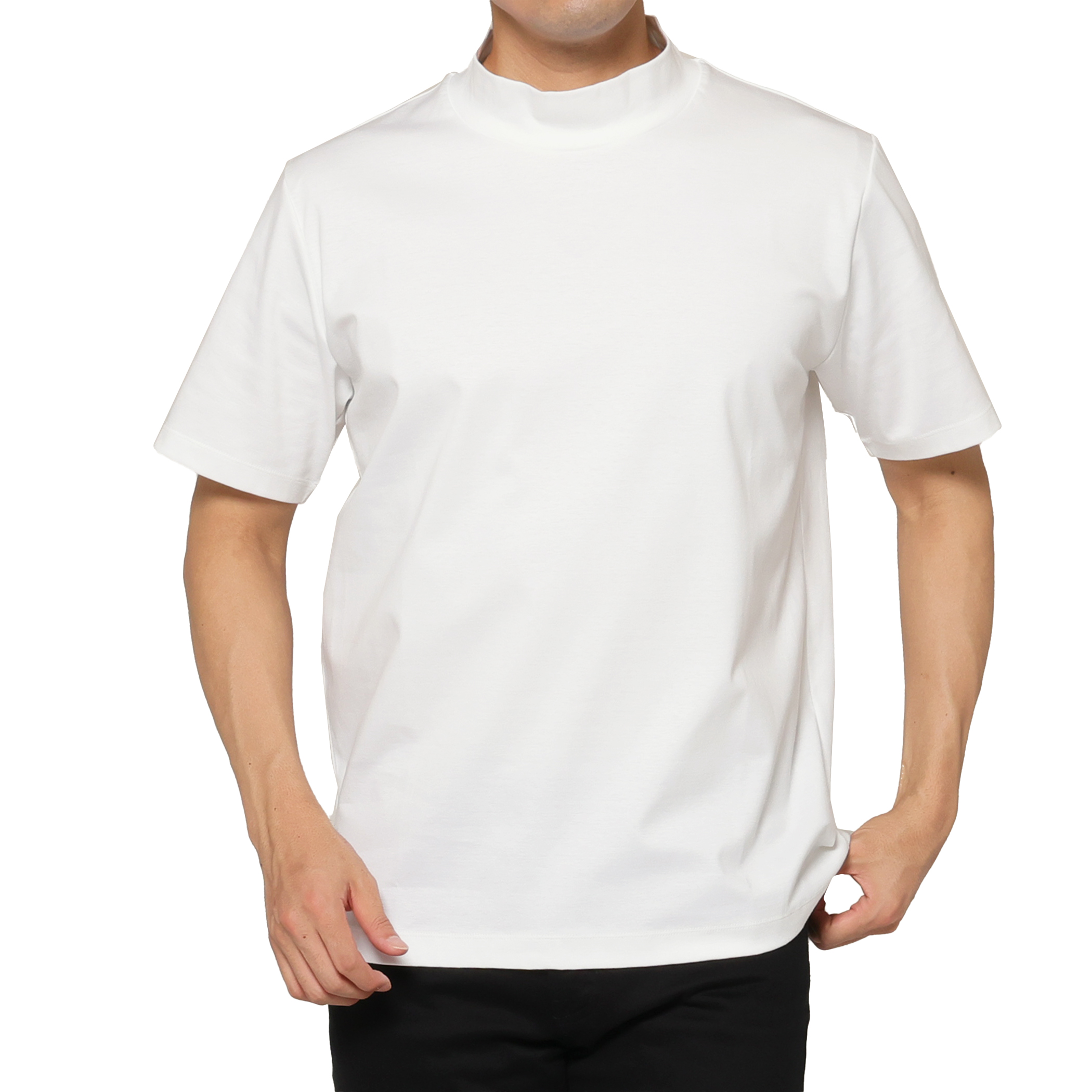 モックネックコットンTシャツ