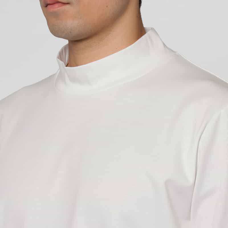 BARNEYS NEW YORK モックネックコットンTシャツ WHITE
