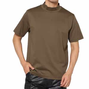 モックネックコットンTシャツ