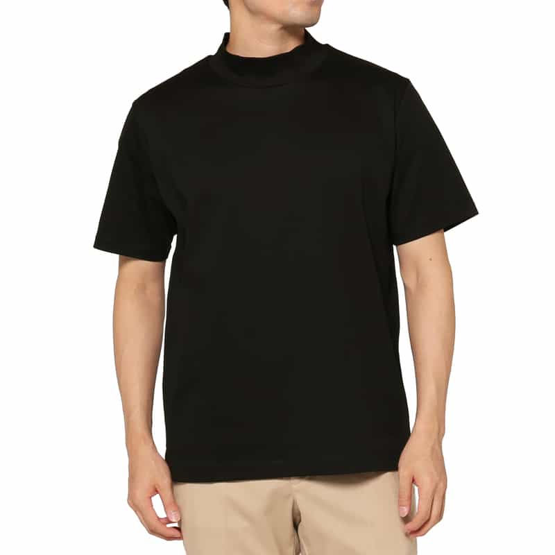 BARNEYS NEW YORK モックネックコットンTシャツ BLACK