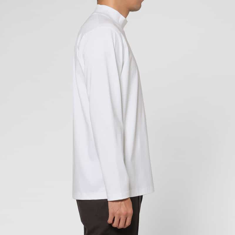 BARNEYS NEW YORK ロングスリーブモックネックTシャツ WHITE