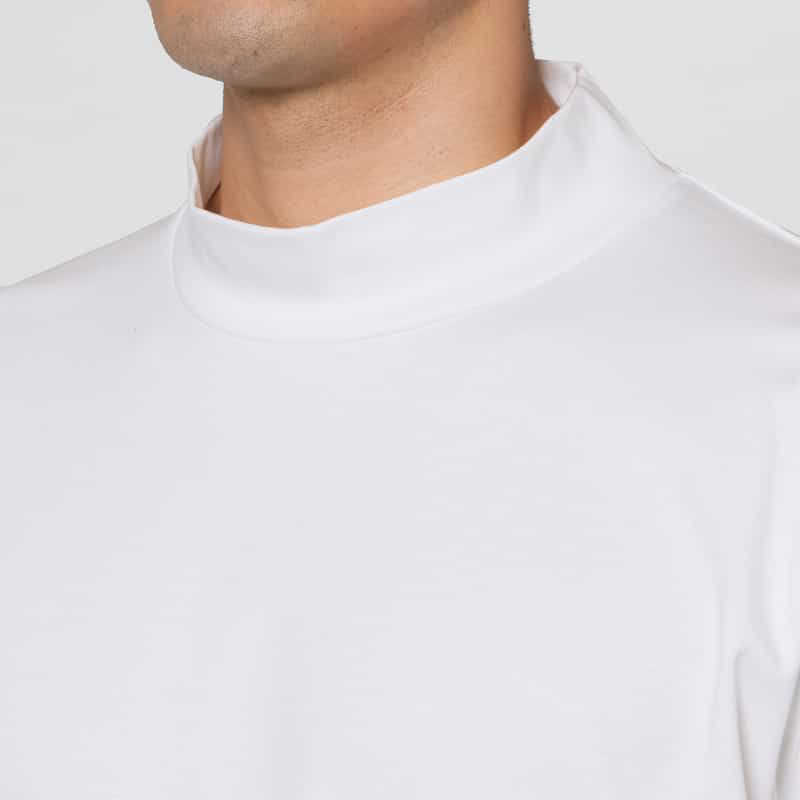 BARNEYS NEW YORK ロングスリーブモックネックTシャツ WHITE