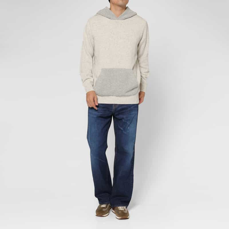 BARNEYS NEW YORK ウール素材ニットパーカー WHITE