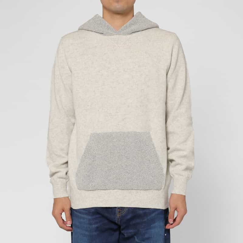 BARNEYS NEW YORK ウール素材ニットパーカー WHITE