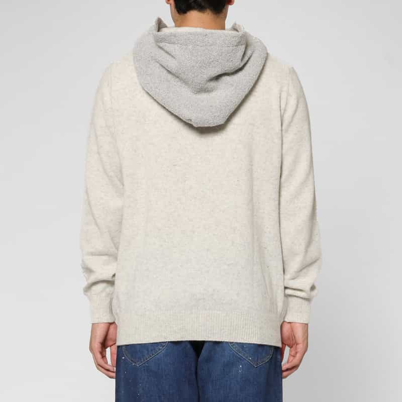 BARNEYS NEW YORK ウール素材ニットパーカー WHITE