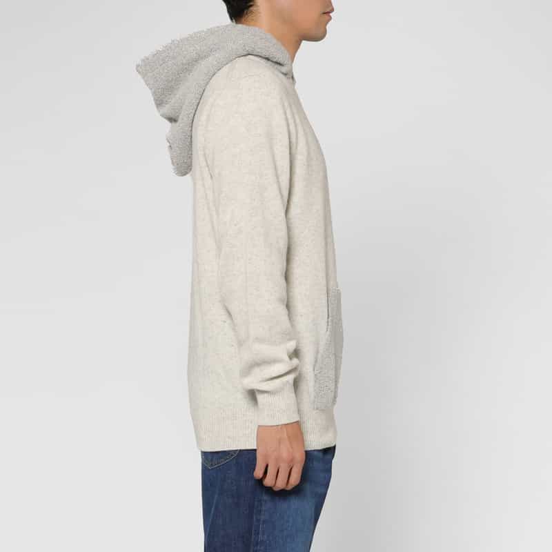 BARNEYS NEW YORK ウール素材ニットパーカー WHITE