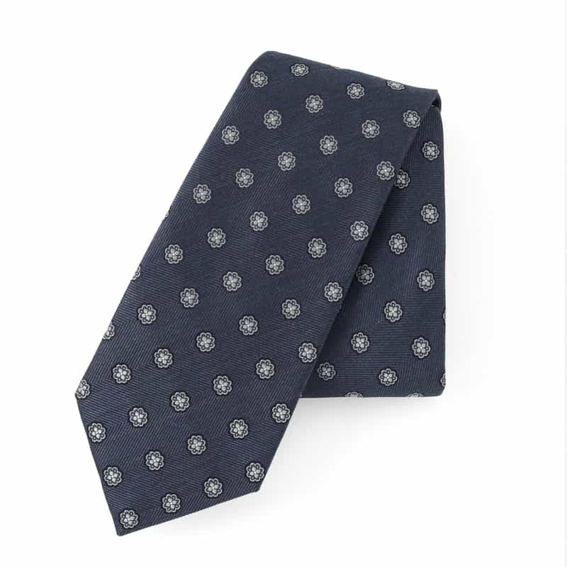 BARNEYS NEW YORK スモールメダリオン柄タイ NAVY