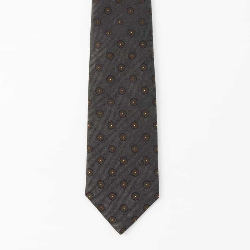 BARNEYS NEW YORK スモールメダリオン柄タイ GRAY