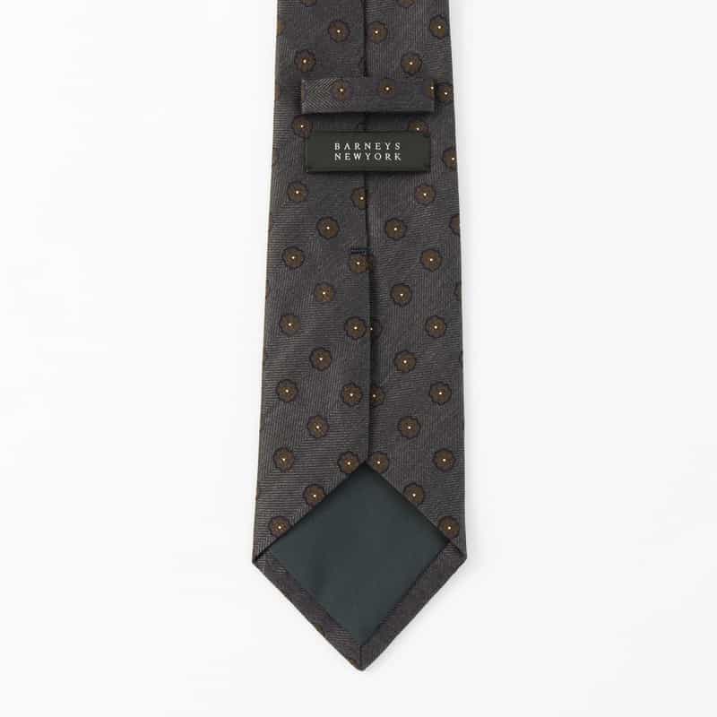 BARNEYS NEW YORK スモールメダリオン柄タイ GRAY
