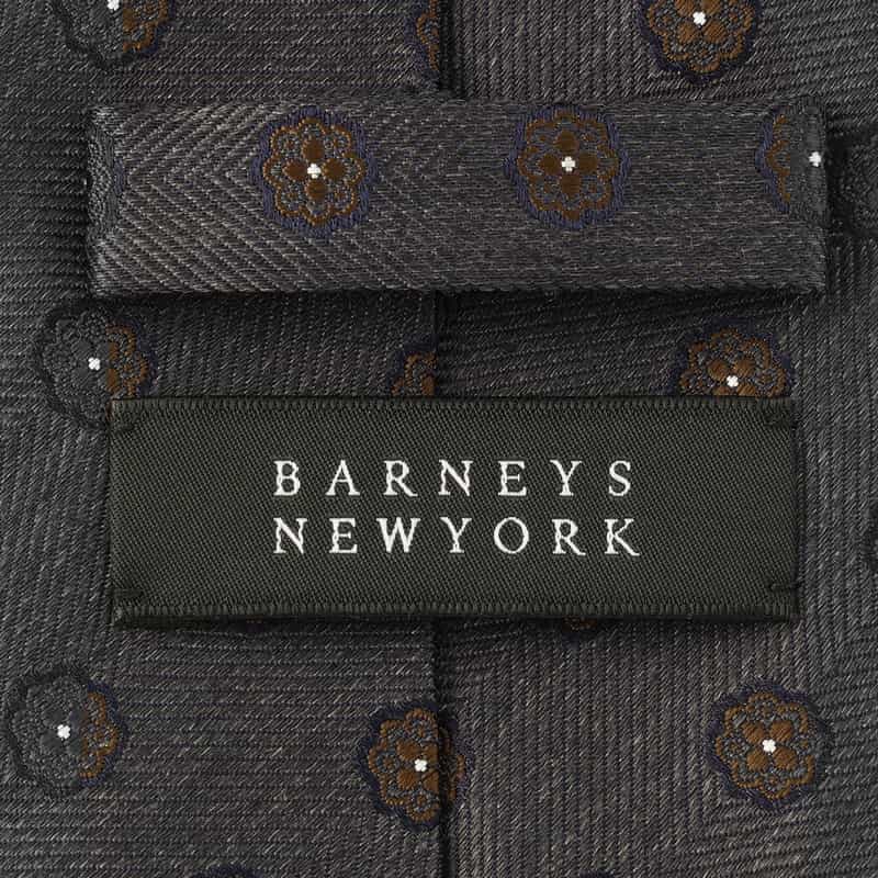 BARNEYS NEW YORK スモールメダリオン柄タイ GRAY