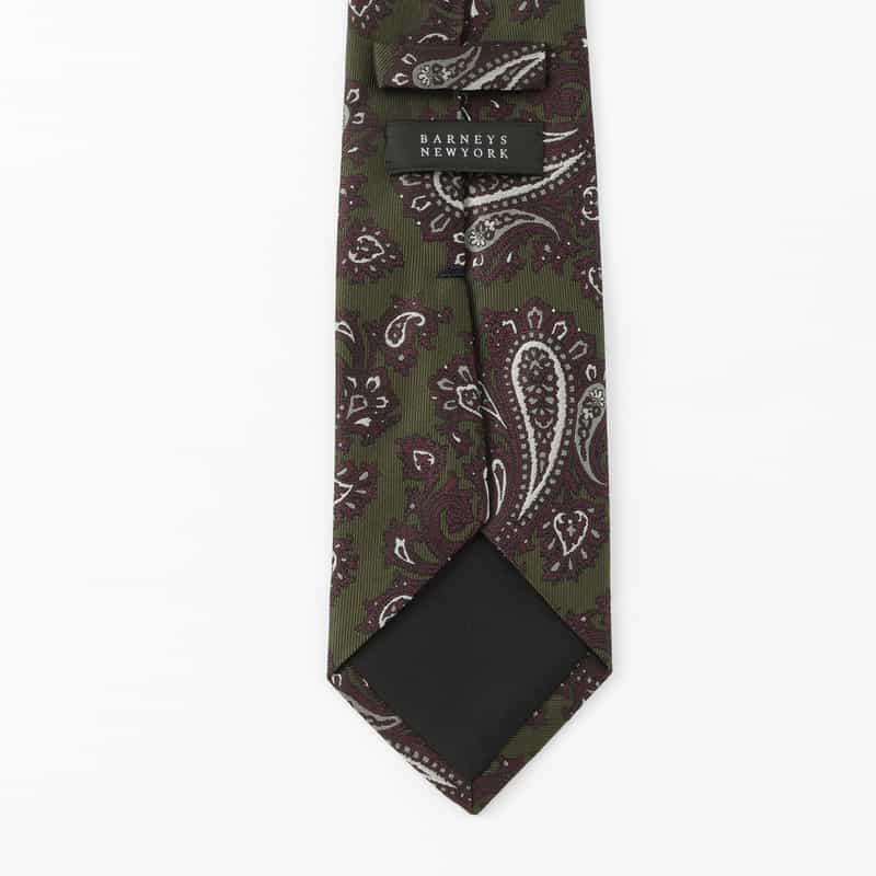 BARNEYS NEW YORK ペイズリー柄タイ GREEN