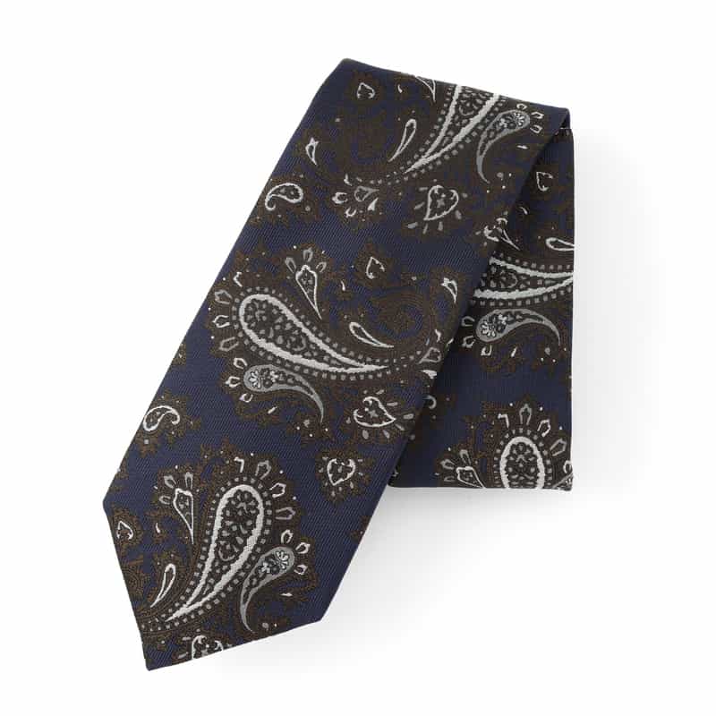 BARNEYS NEW YORK ペイズリー柄タイ BLUE