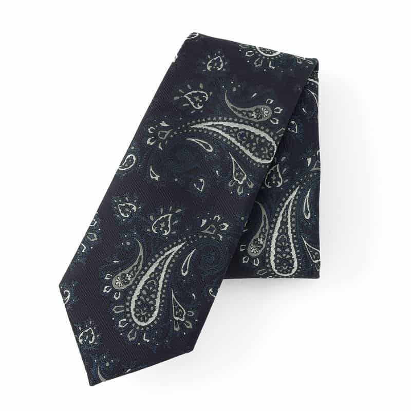 BARNEYS NEW YORK ペイズリー柄タイ NAVY