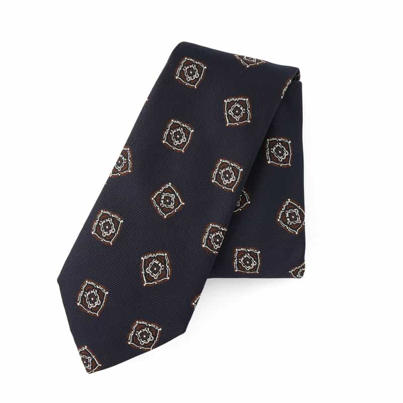 BARNEYS NEW YORK メダリオン柄タイ NAVY