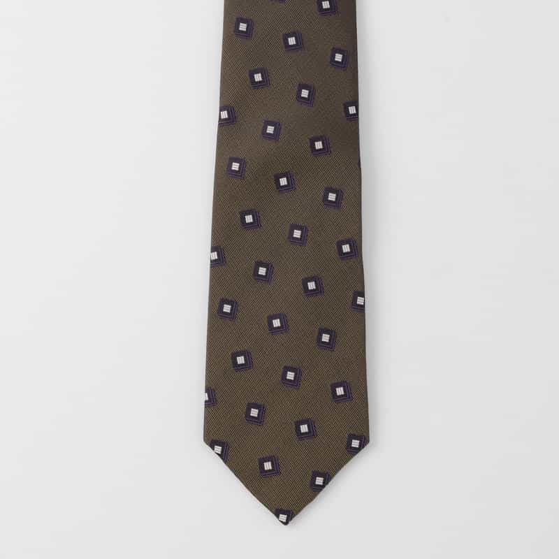 BARNEYS NEW YORK スクエア柄タイ BEIGE