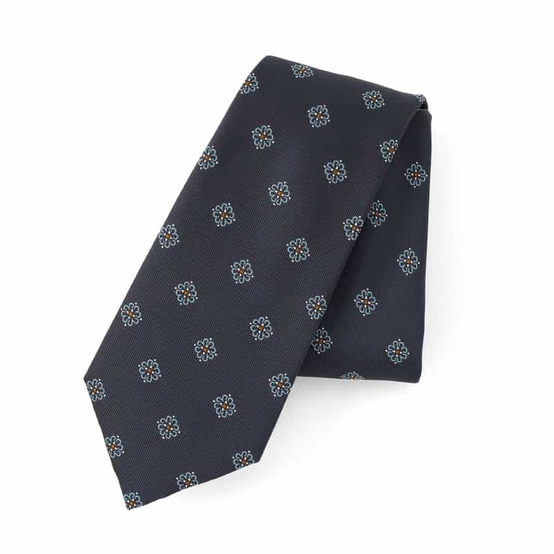 BARNEYS NEW YORK メダリオン柄タイ NAVY