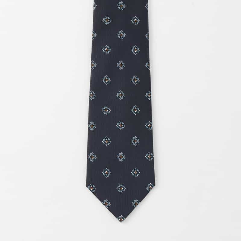 BARNEYS NEW YORK メダリオン柄タイ NAVY
