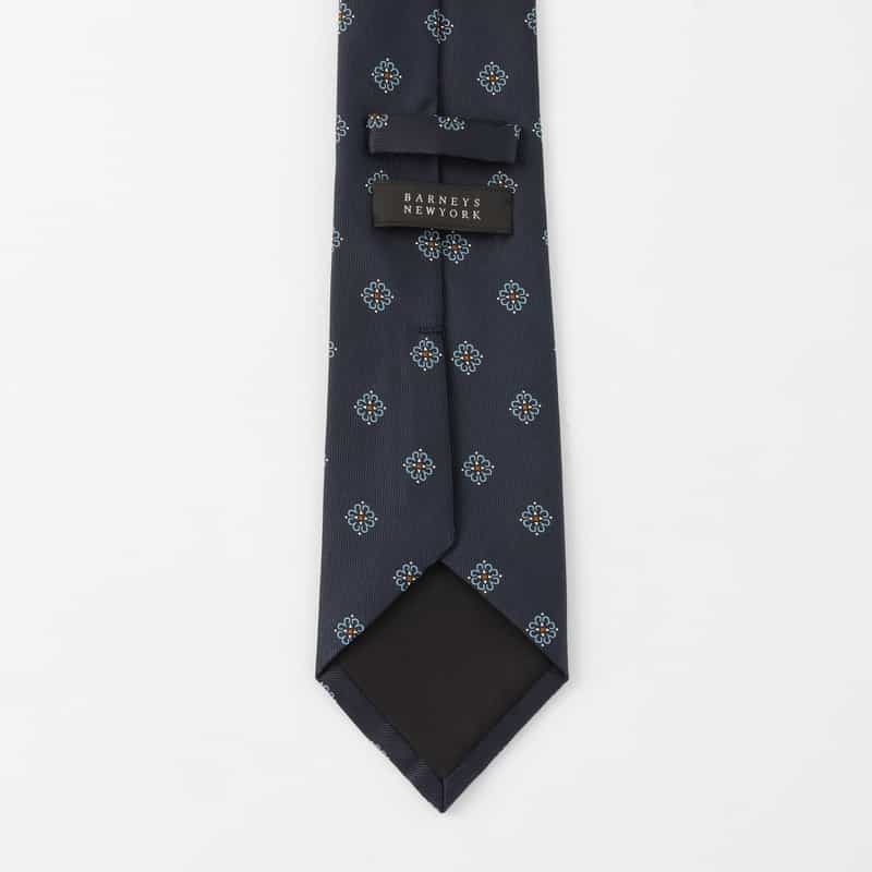 BARNEYS NEW YORK メダリオン柄タイ NAVY