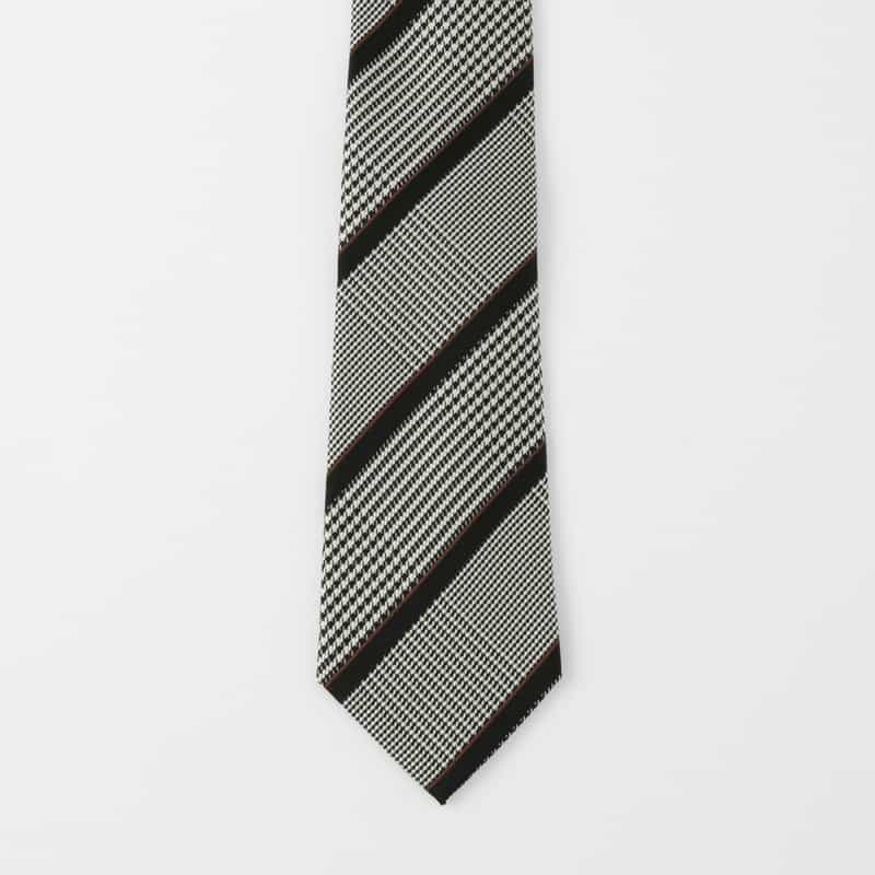 BARNEYS NEW YORK グレンチェック柄タイ GRAY