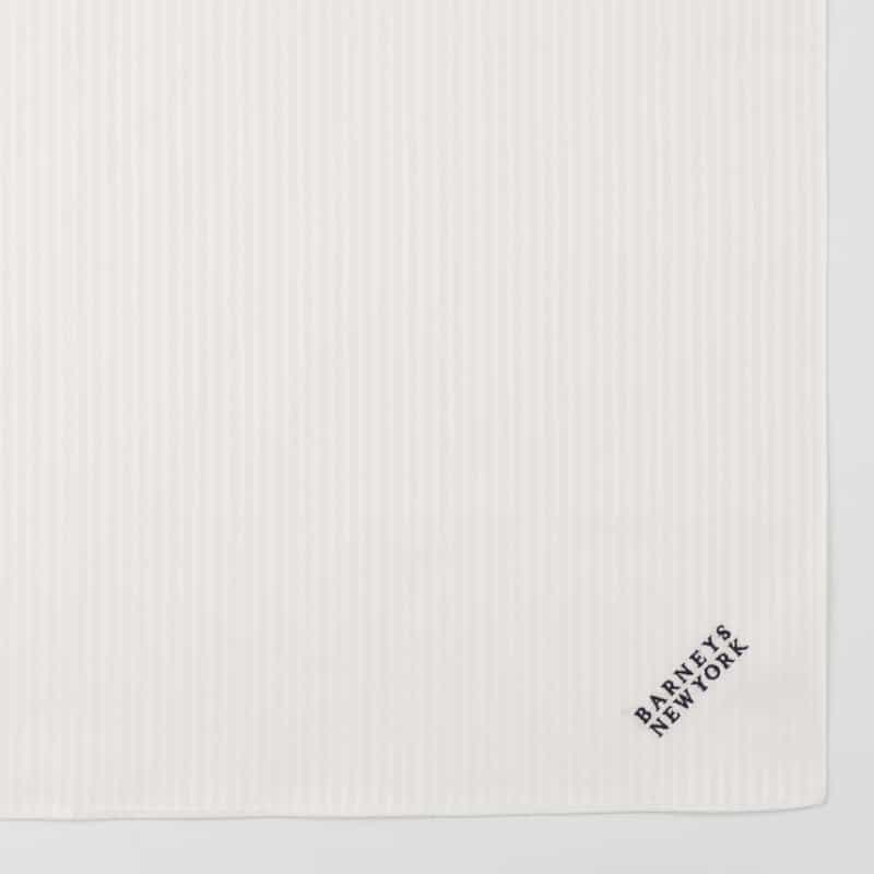 BARNEYS NEW YORK ドビーストライプ柄ハンカチ WHITE