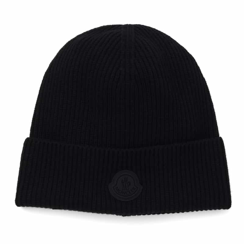 MONCLER MONCLER＜モンクレール＞ ロゴパッチ付きニットキャップ BLACK