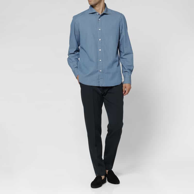 FINAMORE FINAMORE＜フィナモレ＞ デニムシャツ“SIMONE" BLUE